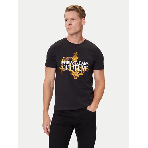 Versace Jeans Couture T-Shirt 79GAHE02 CJ00E Czarny Regular Fit ze sklepu MODIVO w kategorii T-shirty męskie - zdjęcie 184738897