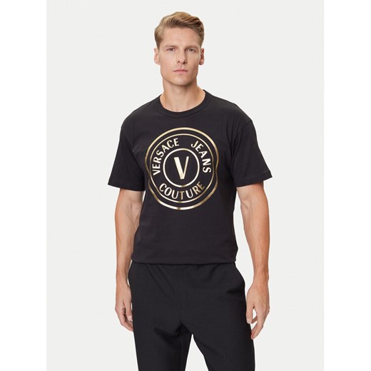 Versace Jeans Couture T-Shirt 79GAHT01 CJ00T Czarny Regular Fit ze sklepu MODIVO w kategorii T-shirty męskie - zdjęcie 184738899