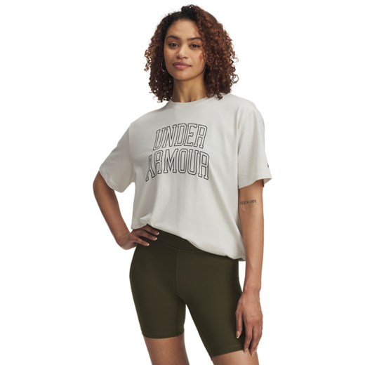 Damski t-shirt z nadrukiem Under Armour Rival OS Campus Tee - biały ze sklepu Sportstylestory.com w kategorii Bluzki damskie - zdjęcie 184739527