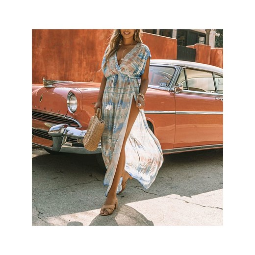 LA Angels Sukienka w kolorze beżowo-błękitnym La Angels M okazja Limango Polska