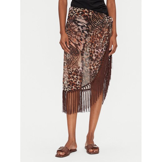 Guess Spódnica midi E5GZ01 WH4T2 Brązowy Regular Fit ze sklepu MODIVO w kategorii Odzież plażowa - zdjęcie 184740195