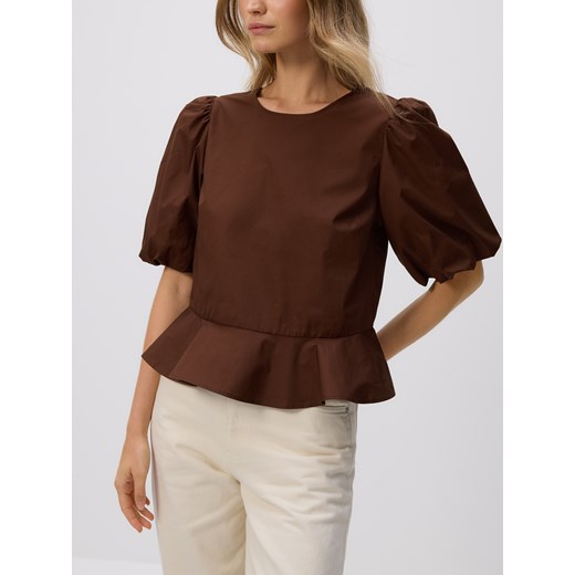Reserved - Bluzka z wiązaniem na plecach - brązowy Reserved XS Reserved