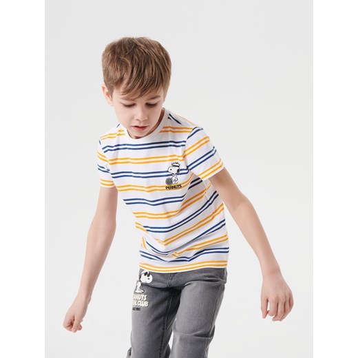 Sinsay - Koszulka w paski Peanuts - biały Sinsay 122 (6-7 l) Sinsay