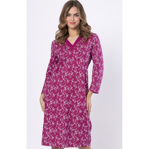 Bawełniana koszula nocna 1635 Emili, Kolor amarant-wzór, Rozmiar M, Leveza ze sklepu Primodo w kategorii Koszule nocne - zdjęcie 184741497