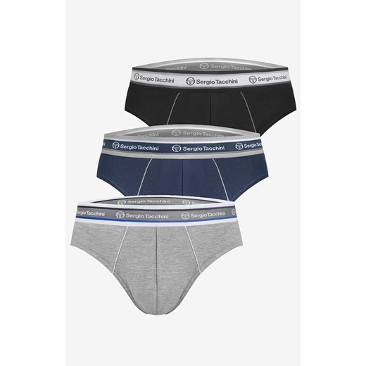 3-pack slipy męskie bawełniane w sportowym stylu 9001 Sergio Tacchini, Kolor czarno-granatowy, Rozmiar S, Sergio Tacchini ze sklepu Intymna w kategorii Majtki męskie - zdjęcie 184742186