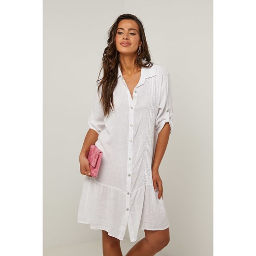 Le Monde du Lin Lniana sukienka w kolorze białym Le Monde Du Lin 40/42 wyprzedaż Limango Polska