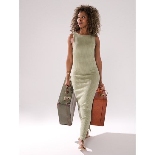 Sinsay - Dopasowana dzianinowa sukienka maxi - zielony Sinsay XL Sinsay