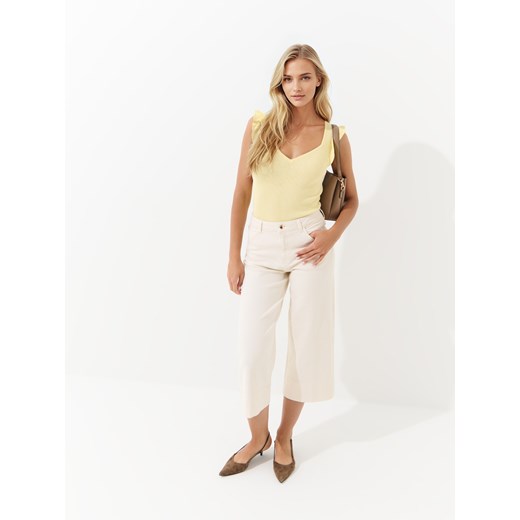 Mohito - Jeansy culotte - kremowy ze sklepu Mohito w kategorii Jeansy damskie - zdjęcie 184745095
