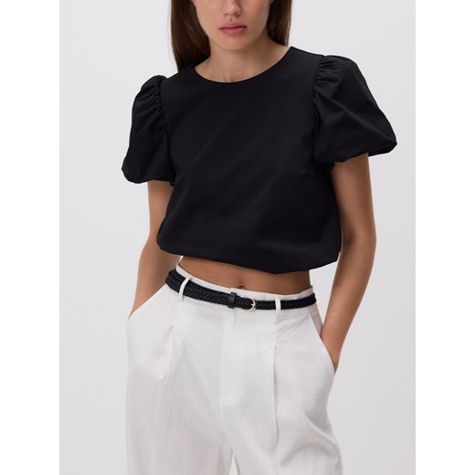 Reserved - Bluzka z bufiastymi rękawami - czarny ze sklepu Reserved w kategorii Bluzki damskie - zdjęcie 184747017