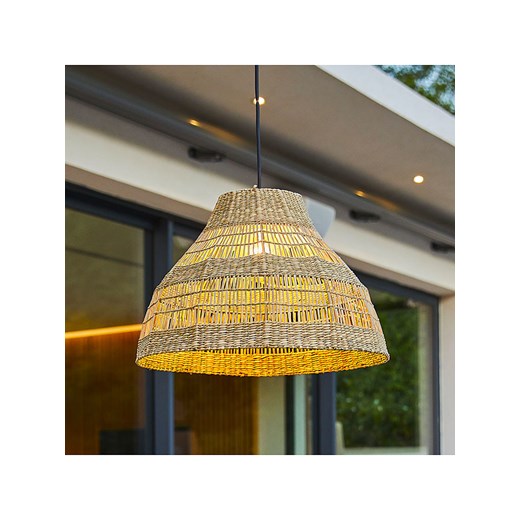 lumisky Lampa wisząca &quot;Merida&quot; w kolorze jasnobrązowym - wys. 34 x Ø 48 cm ze sklepu Limango Polska w kategorii Lampy sufitowe - zdjęcie 184750197