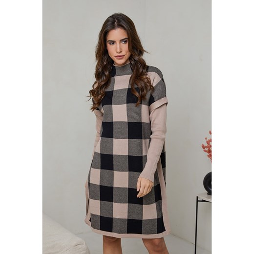 Soft Cashmere Sukienka dzianinowa w kolorze czarno-beżowym ze sklepu Limango Polska w kategorii Sukienki - zdjęcie 184751696