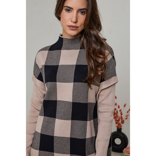 Soft Cashmere Sukienka dzianinowa w kolorze czarno-beżowym Soft Cashmere 38/40 okazja Limango Polska