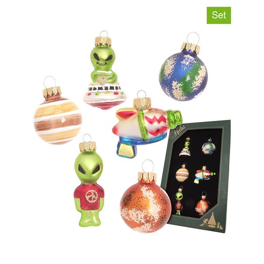 Krebs Glas Lauscha Ozdoby choinkowe (6 szt.) &quot;Mini Alien&quot; ze wzorem ze sklepu Limango Polska w kategorii Dekoracje bożonarodzeniowe - zdjęcie 184751797
