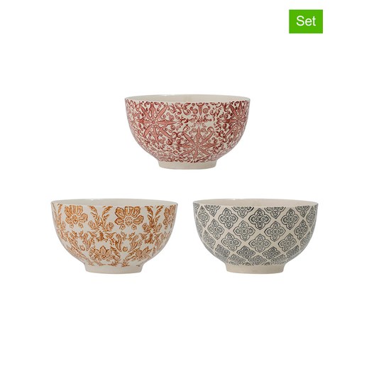 Bloomingville Miski (3 szt.) &quot;Genia&quot; w kolorze czerwono-brązowo-niebieskim - Ø 13 cm ze sklepu Limango Polska w kategorii Miski - zdjęcie 184752235