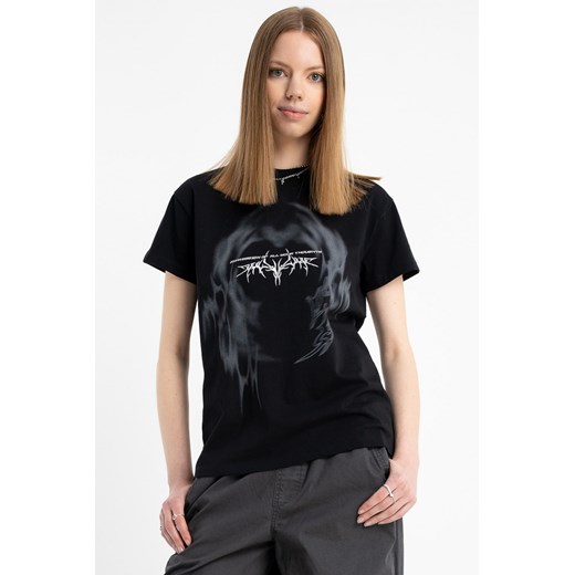 Czarny t-shirt z autorską grafiką z przodu, kolor - czarny, rozmiar - 170 ze sklepu REPORTER w kategorii Bluzki dziewczęce - zdjęcie 184753757