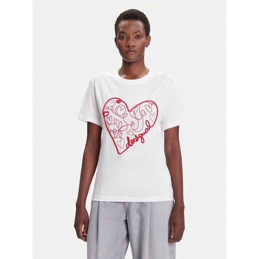 Desigual T-Shirt Roma 25WWTK50 Biały Regular Fit ze sklepu MODIVO w kategorii Bluzki damskie - zdjęcie 184754997