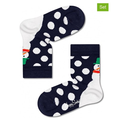 Happy Socks Skarpety (2 pary) &quot;Jumbo Snowman&quot; w kolorze granatowym ze wzorem ze sklepu Limango Polska w kategorii Skarpetki dziecięce - zdjęcie 184756769