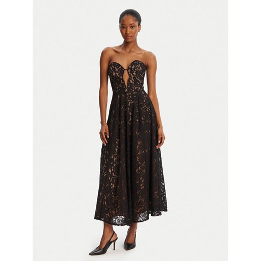 BARDOT Sukienka koktajlowa Opal Volume Lace Midi 59714DB2 Czarny Regular Fit ze sklepu MODIVO w kategorii Sukienki - zdjęcie 184758666