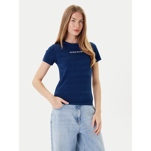 Guess Jeans T-Shirt W5GI41 KCTL1 Granatowy Slim Fit ze sklepu MODIVO w kategorii Bluzki damskie - zdjęcie 184758706