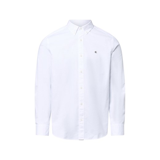 Calvin Klein Jeans Koszula męska Mężczyźni Regular Fit Bawełna biały jednolity ze sklepu vangraaf w kategorii Koszule męskie - zdjęcie 184758918