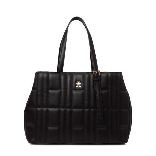 Tommy Hilfiger Damski shopper Kobiety Sztuczna skóra czarny jednolity ze sklepu vangraaf w kategorii Torby Shopper bag - zdjęcie 184758955