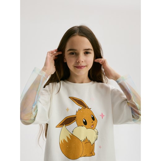 Reserved - Bluzka z łączonych materiałów Pokémon - złamana biel ze sklepu Reserved w kategorii Bluzki dziewczęce - zdjęcie 184759689