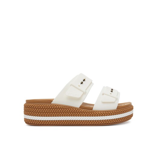 Klapki Crocs Brooklyn Woven Buckle 209978 Biały ze sklepu eobuwie.pl w kategorii Klapki damskie - zdjęcie 184761317