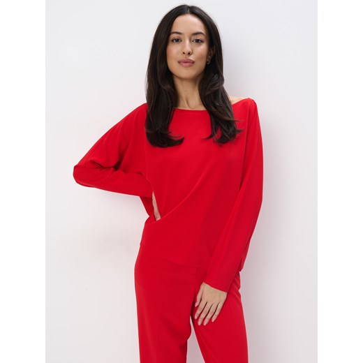 Mohito - Czerwona bluza z dekoltem w łódkę - czerwony Mohito XS okazyjna cena Mohito
