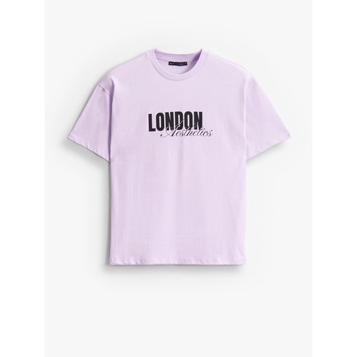 Mohito - Liliowy t-shirt z nadrukiem - lawendowy ze sklepu Mohito w kategorii Bluzki damskie - zdjęcie 184763065