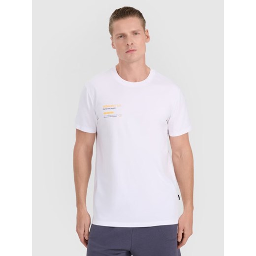 Męski t-shirt z nadrukiem 4F 4FRSS25TTSHM2848 - biały ze sklepu Sportstylestory.com w kategorii T-shirty męskie - zdjęcie 184767369