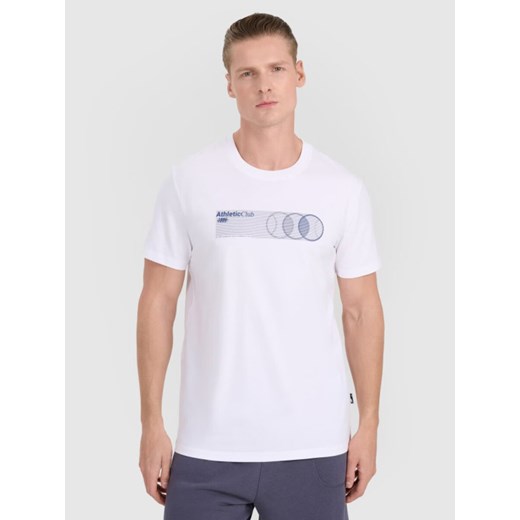Męski t-shirt z nadrukiem 4F 4FRSS25TTSHM2851 - biały ze sklepu Sportstylestory.com w kategorii T-shirty męskie - zdjęcie 184767397