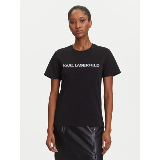 KARL LAGERFELD T-Shirt A3W17102 Czarny Regular Fit ze sklepu MODIVO w kategorii Bluzki damskie - zdjęcie 184768118