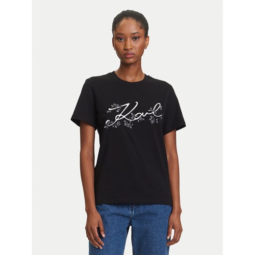 KARL LAGERFELD T-Shirt A3W17018 Czarny Regular Fit ze sklepu MODIVO w kategorii Bluzki damskie - zdjęcie 184768125