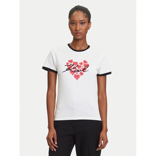 KARL LAGERFELD T-Shirt A3W17015 Écru Regular Fit ze sklepu MODIVO w kategorii Bluzki damskie - zdjęcie 184768126