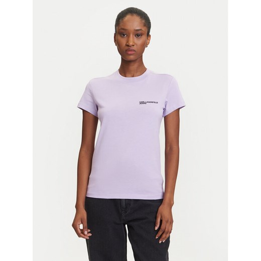 Karl Lagerfeld Jeans T-Shirt A1W17004 Fioletowy Slim Fit ze sklepu MODIVO w kategorii Bluzki damskie - zdjęcie 184768138