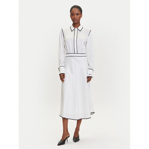 KARL LAGERFELD Sukienka koszulowa A3W13021 Écru Regular Fit ze sklepu MODIVO w kategorii Sukienki - zdjęcie 184768158