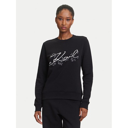 KARL LAGERFELD Bluza A3W20010 Czarny Regular Fit ze sklepu MODIVO w kategorii Bluzy damskie - zdjęcie 184768165