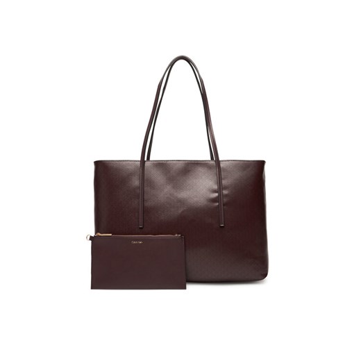 Calvin Klein Torebka Emblem Aop Tote W/ Pouch LV04F3266G Bordowy ze sklepu MODIVO w kategorii Torby Shopper bag - zdjęcie 184768235
