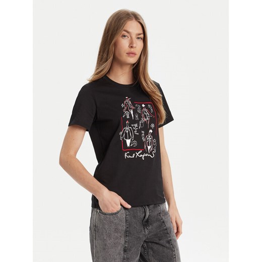 KARL LAGERFELD T-Shirt A3W17099 Czarny Regular Fit ze sklepu MODIVO w kategorii Bluzki damskie - zdjęcie 184768236