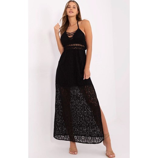 Sukienka boho z koronką czarna MI-SK-88191.63, Kolor czarny, Rozmiar uniwersalny, ITALY MODA ze sklepu Primodo w kategorii Sukienki - zdjęcie 184769077