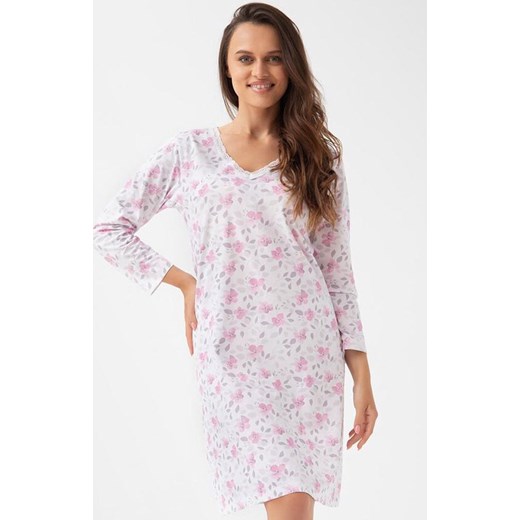 Damska koszula nocna biało-różowa 261, Kolor biało-różowy, Rozmiar M, Luna ze sklepu Intymna w kategorii Koszule nocne - zdjęcie 184769335