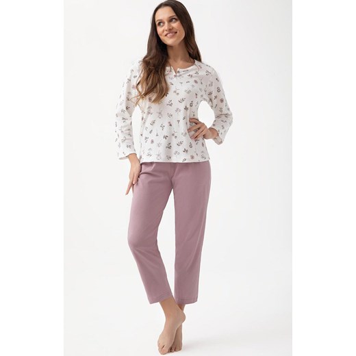 Bawełniana piżama damska 317, Kolor ecru-kakao, Rozmiar L, Luna ze sklepu Intymna w kategorii Piżamy damskie - zdjęcie 184769348