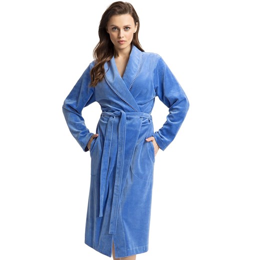 Bawełniany szlafrok damski błękitny 371, Kolor błękitny, Rozmiar XL, Luna ze sklepu Intymna w kategorii Szlafroki damskie - zdjęcie 184769366