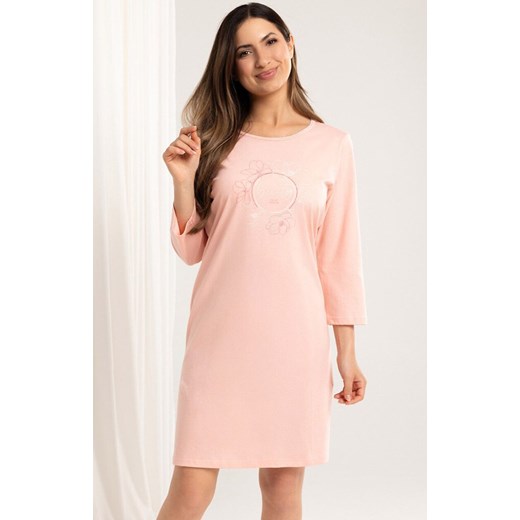 Koszula nocna damska z rękawem 3/4 morelowa 163, Kolor morelowy, Rozmiar M, Regina ze sklepu Intymna w kategorii Koszule nocne - zdjęcie 184769445