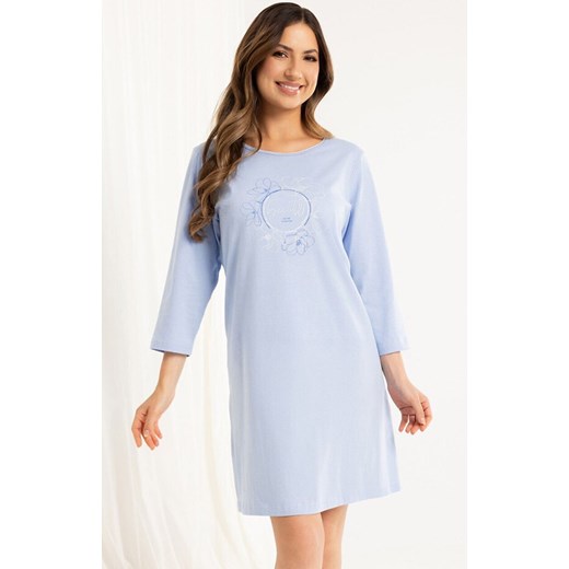 Koszula nocna damska z rękawem 3/4 niebieska 163, Kolor niebieski, Rozmiar S, Regina ze sklepu Intymna w kategorii Koszule nocne - zdjęcie 184769447