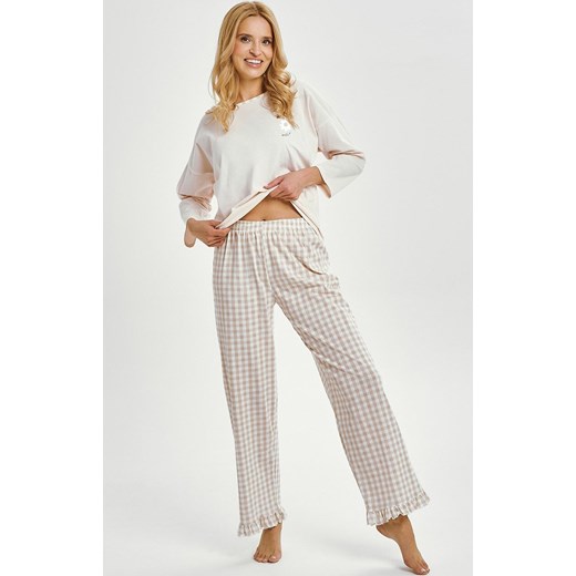 Długa piżama damska Vera 3438, Kolor beżowy-wzór, Rozmiar XL, Taro ze sklepu Intymna w kategorii Piżamy damskie - zdjęcie 184769516