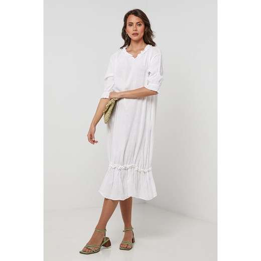 Lin Passion Lniana sukienka w kolorze białym Lin Passion 40/42 okazyjna cena Limango Polska