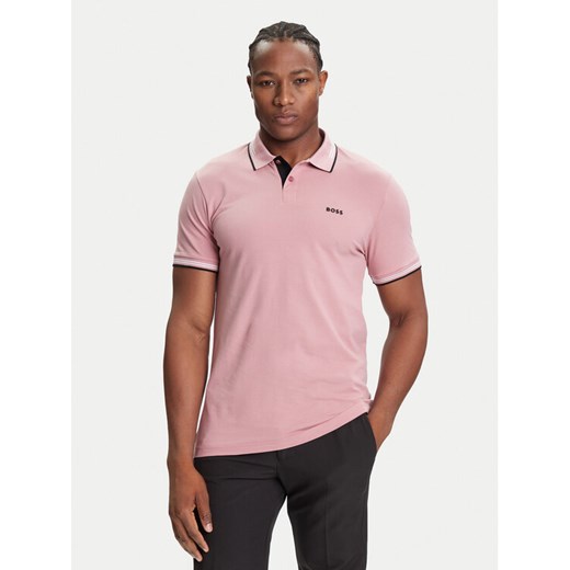 BOSS Polo Paul 50506193 Różowy Slim Fit ze sklepu MODIVO w kategorii T-shirty męskie - zdjęcie 184769806