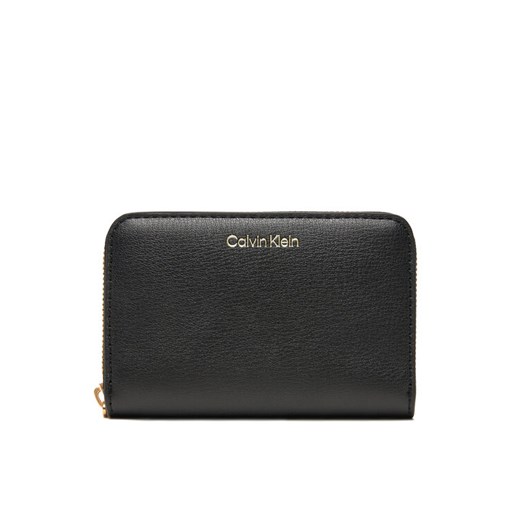 Duży Portfel Damski Calvin Klein Foil Logo Medium Zip Around LV04F1091G Czarny ze sklepu eobuwie.pl w kategorii Portfele damskie - zdjęcie 184772899