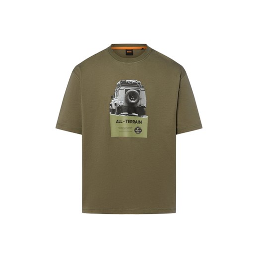 BOSS Orange Koszulka męska - Wagon Mężczyźni Bawełna oliwkowy nadruk ze sklepu vangraaf w kategorii T-shirty męskie - zdjęcie 184773287